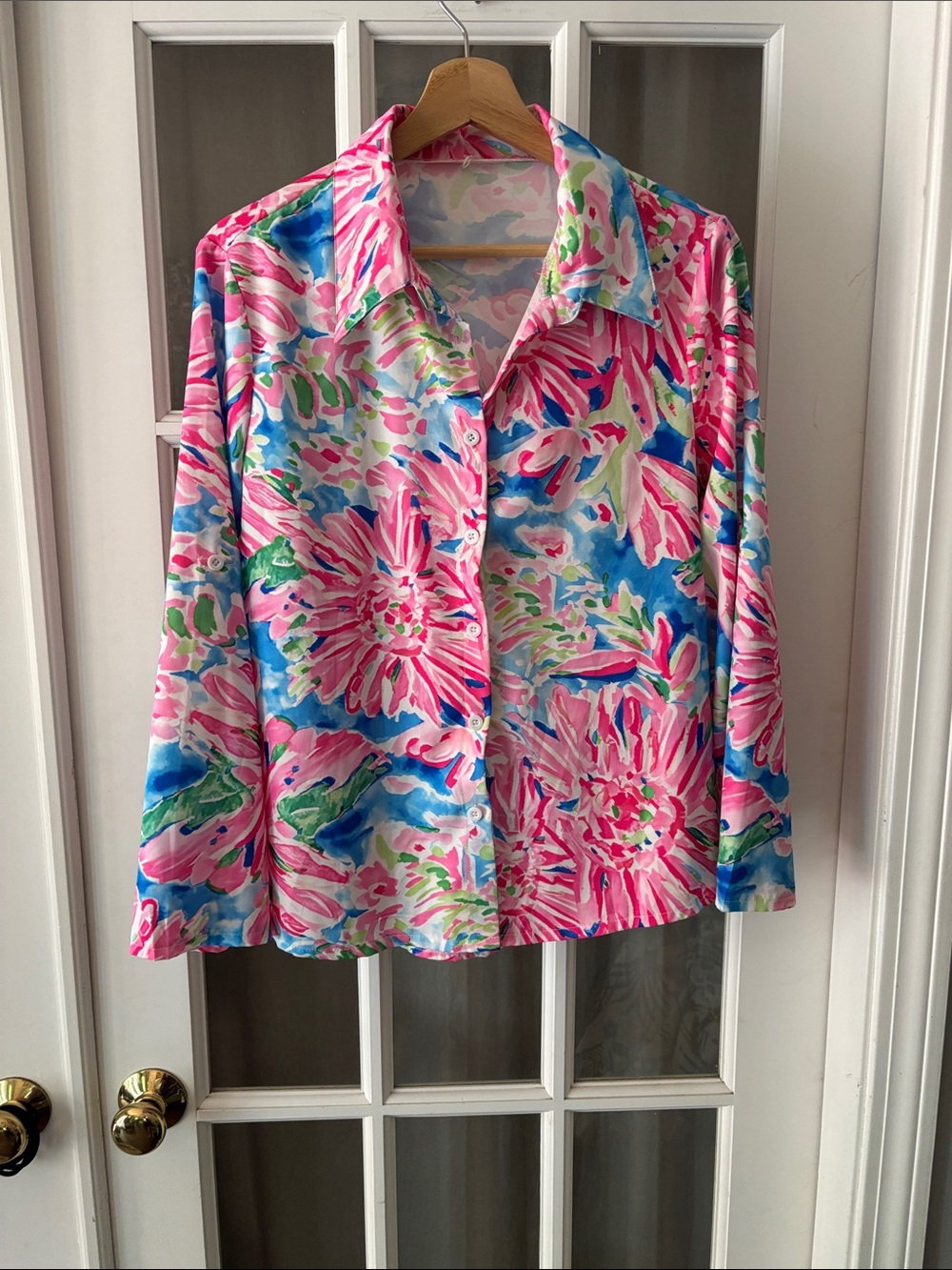Floral Button-Down Shirt in Pink Multi
